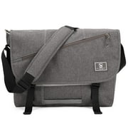 OIWAS Messenger Bag for Men Canvas 15.6 inch Laptop Satchel Computer Briefcase Women Crossbody Shoulder Bag School Work Trave Gray