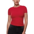 thumbnail image 1 of Camisa de Mujer INLYRIC Doble Capa Ajustada Roja Talla Grande, 1 of 5