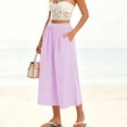 thumbnail image 4 of Admvng Women's Striped Wide Leg Elastic High Waist Pockets Culottes Copped Pants, 4 of 7