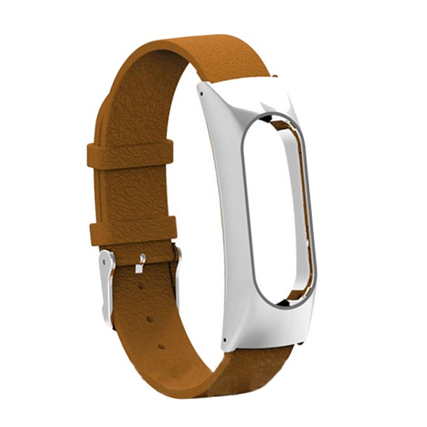 Seitruly Correa de de cuero ajustable para 2 Reloj inteligente Reemplazo de correa de muñeca para 2 Miband2 Relojes inteligentes marrón