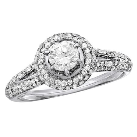 Jewel Zone US - White Natural Diamond Split Shank Frame Engagement Ring ...