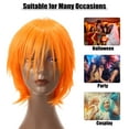 thumbnail image 2 of Unique Bargains Human Hair Wigs for Women with Wig Cap Straight Hair 11" Orange Wigs, 2 of 8