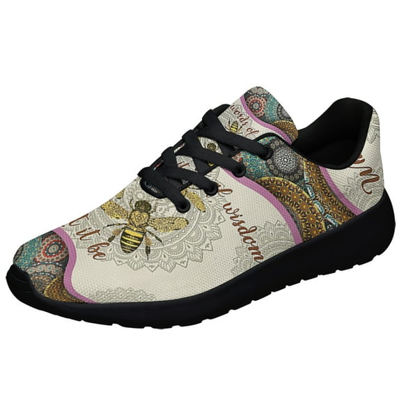 Bee Mandala Let It Be Shoes Sneakers for Women Men Black Size 3.5