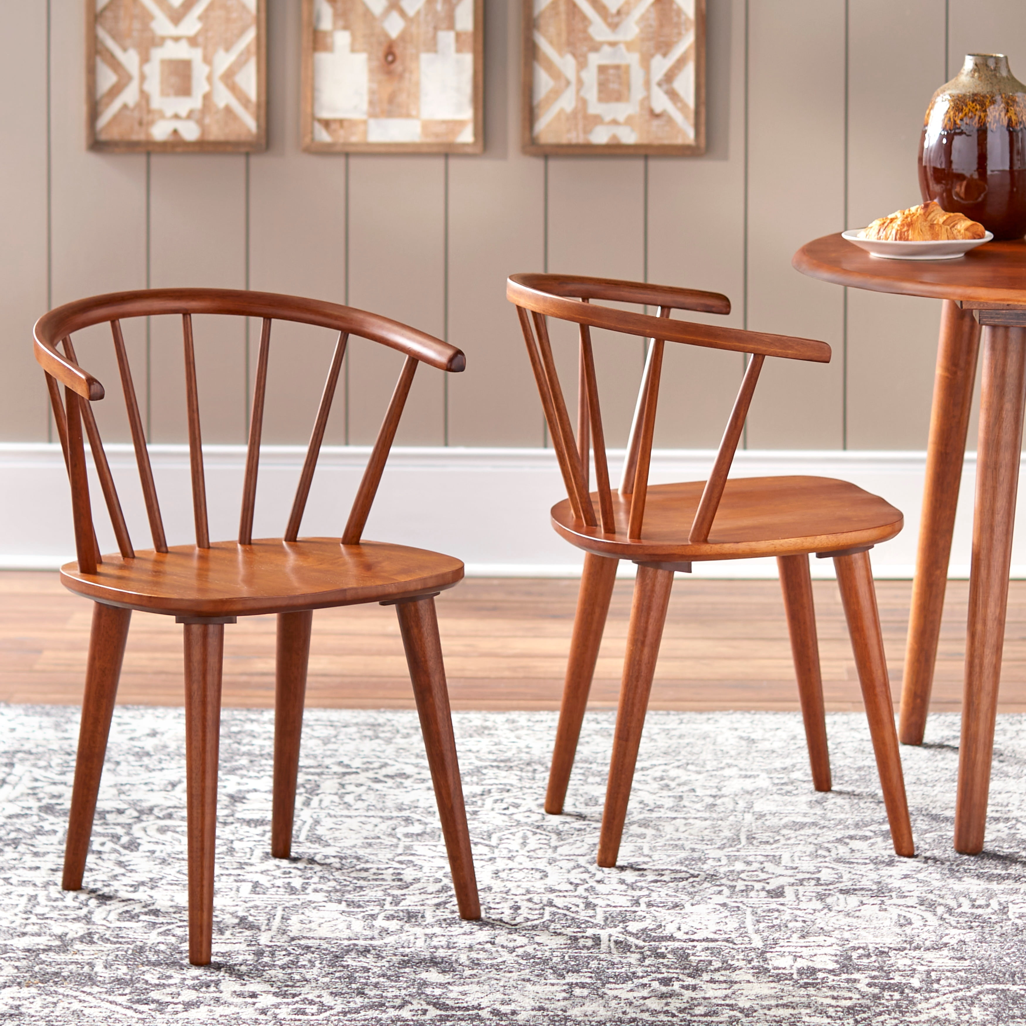 TMS Florence Indoor Dining Chair, Set of 2, Walnut