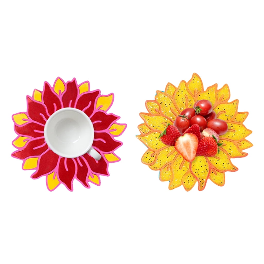 WINDLAND 5 Pcs for Sun Flower Tray Epoxy Resin Mold DIY Serving Plate Casting Silicone Mo