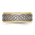 thumbnail image 3 of Titanium Yellow Plated 8mm Edge Ring Man Wedding Fancy  For Dad Mens  For Him, 3 of 10