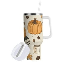 Yayeee 40oz Double-Wall Insulated Stainless Steel Tumbler with Handle Bottle, Beige Fall Books