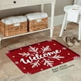 thumbnail image 2 of SPXUBZ Non Slip Flannel Floor Mat Welcome Snowflake Design Red Christmas Theme for Bathroom Kitchen Bedroom Decor 16x24 inch, 2 of 5