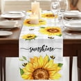 thumbnail image 3 of Sunflowers Bees 90 Inch Table Runner, Grey Check Sunshine Watercolor Floral Farmhouse Dresser Scarf Cotton & Linen Tablerunner for Dining/Kitchen Island/Holiday Party Décor 13" x 90", 3 of 9