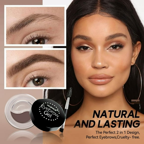 EARKITY Waterproof Eyebrow Gel Brow Pomade Set 2 in 1, Long-Lasting Eyebrow Wax, Filling & Shaping Tinted Brow Creates Natural Brows Dark