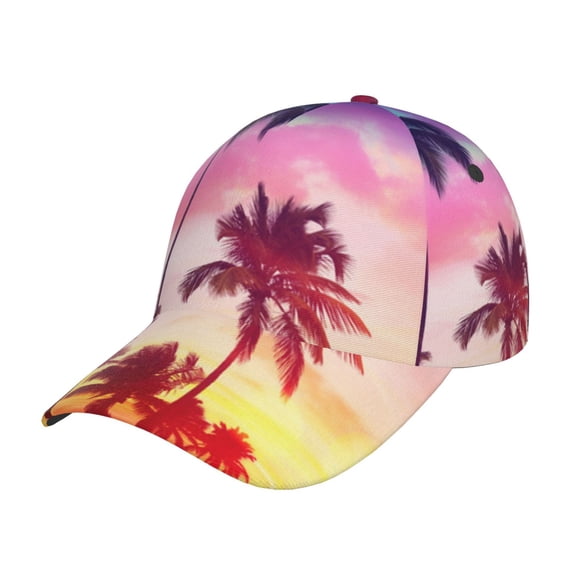 Saiise Tropical Palm Tree at Sunset Print Adjustable Baseball Cap, Workout Hat for Men and Women, Classic Dad Hat and Snapback Style