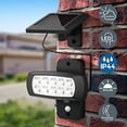 thumbnail image 2 of Luz solar LED para exteriores IP44, detector de movimiento PIR, proyector de pared de terraza de casa de balcón negro, a prueba de salpicaduras, luz blanca fría 6500K Ormromra GX-201, 2 of 7