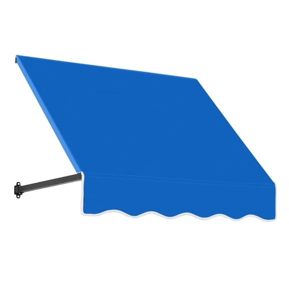 Awntech 3.38 Ft Dallas Retro Straight Slope Fixed Awning with Anodized Arms (40.5in x 24in x 48in), Bright Blue