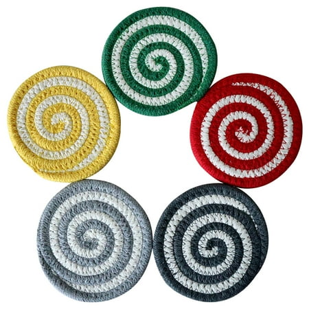

5Pcs Braided Cup Coasters Round Woven Coasters Durable Cup Mat for Home