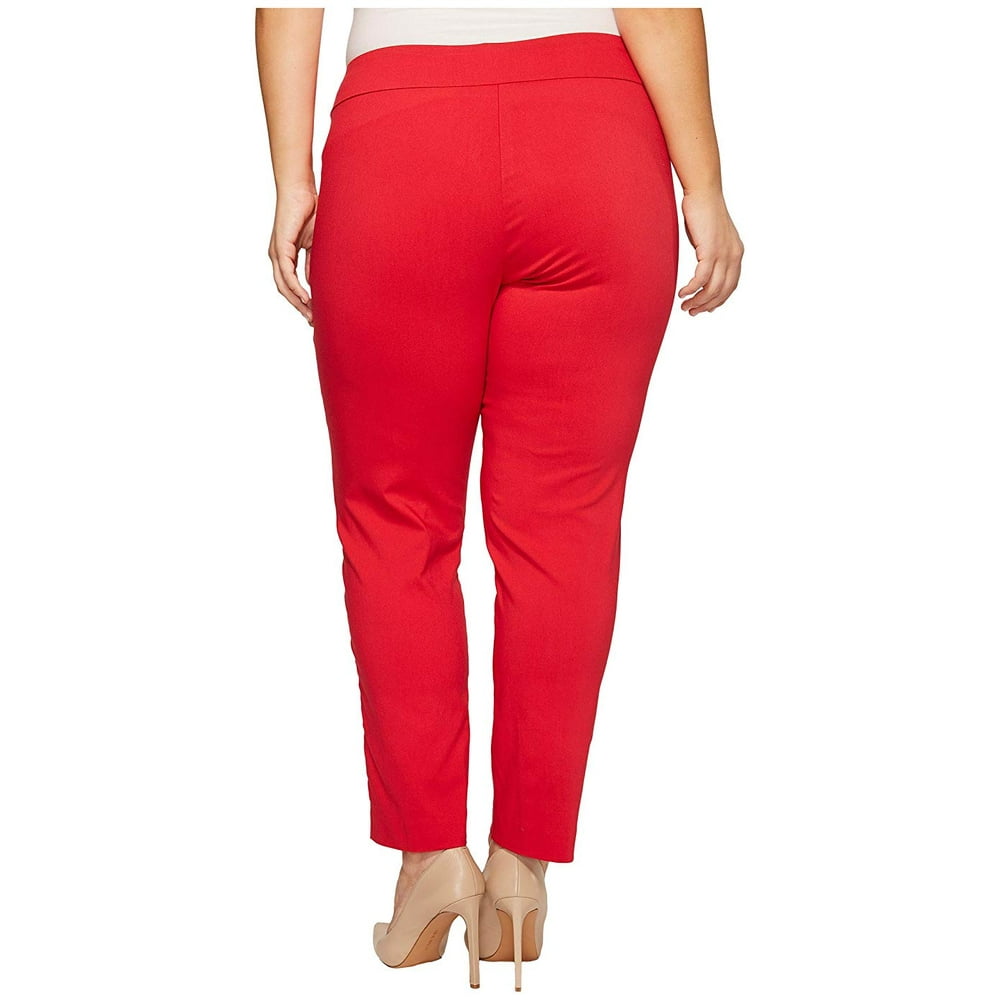 Krazy Larry - Krazy Larry Plus Size Pull-On Ankle Pants Red - Walmart ...