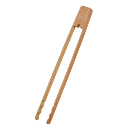 Joyce Chen 11-Inch Burnished Bamboo Tongs with Serrated Teeth, Natural Finish Nonstick Safe Serving Tongs