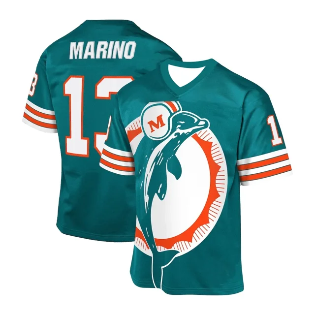 2025 Mens Dan Marino 3D Rugby Shirt Youth Kids Sportwear Oversized Training Rugby Uniform Breathable Unisex Tee Jersey