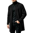 thumbnail image 6 of TKKCS Mens Button Down Cardigan Jacket Long Sleeve Crew Neck Mid‑Length Fall Winter Casual Outerwear with Pockets Black L, 6 of 7