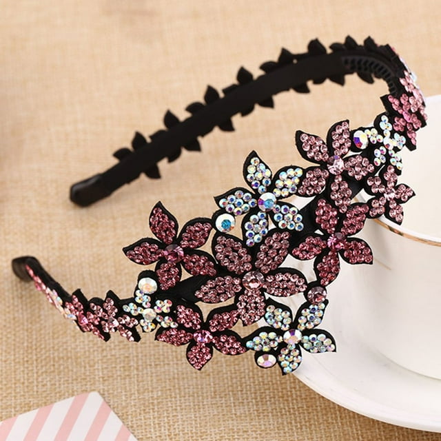 Mode Femmes Bandeau Fleur Cristal Large Bandeau Strass Brillant Cheveux Accessoires
