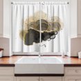 thumbnail image 2 of Ambesonne Abstract Kitchen Curtains, Modern Marbling Style Art, 55"x24", Dark Grey Mustard and White, 2 of 3