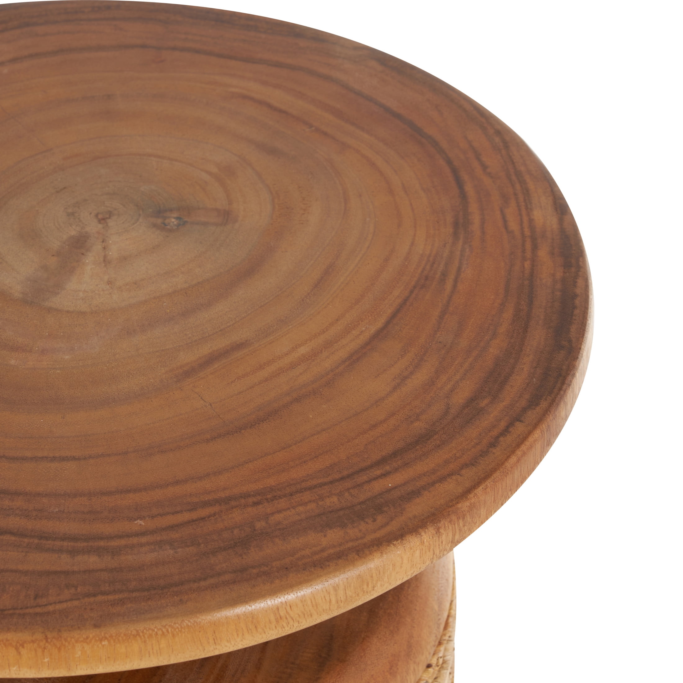DecMode 16" x 20" Brown Banana Leaf Handmade Woven Accent Table with Wooden Tabletop, 1-Piece