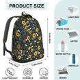 thumbnail image 5 of Sunflower and Bee Black Pattern Cute School Backpack Bag with Padded Back and Adjustable Shoulder Straps 16.9 X 12.6 X 5.9 Inches, 5 of 5
