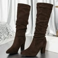 thumbnail image 6 of YLYL Suede Knee High Boots for Women Slouchy Chunky High Heel Pointed Toe Pull on Fashion Riding Long Boots, 6 of 9