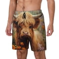 thumbnail image 1 of Balery Cute Floral Cow Bañador para hombre, shorts de playa de secado rápido con entrepierna y forro de compresión-Medium, 1 of 6