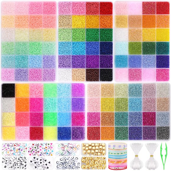 Seed Beads Funtopia, 61000 unidades, para hacer joyas, 120 colores