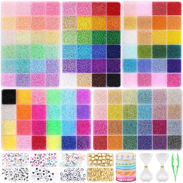 Seed Beads Funtopia, 61000 unidades, para hacer joyas, 120 colores