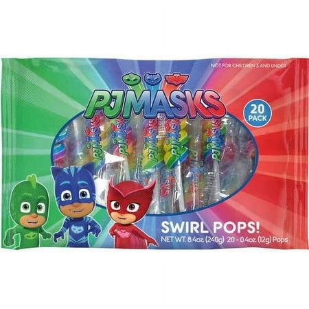 PJ Masks Blue Raspberry Swirl Lollipops, 0.4 Oz, 20 Count