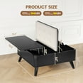 thumbnail image 4 of Flycity Large Square Lift-Top Coffee Table with Storage, 3 in 1 Multi-Function Convertible Ottoman Bench, Farmhouse Upholstered Coffee table with Wooden Legs for Living Room & Bedroom (Black), 4 of 10