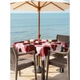 thumbnail image 3 of Outdoor Tablecloths with Umbrella Hole & Zipper, Red Geometric Moroccan 54x54 Inch Square Tablecloths, Abstract Art Red Ombre Modern Waterproof Table Cloth, Patio/Pool/Picnic Table Covers, 3 of 8