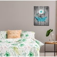 thumbnail image 5 of Modern Blue Teal Flower Bathtub Wall Art Chrysanthemum Pictures Bathroom Artwork Simple wooden background wall decorative art for Bedroom Office Home Wall Decor Framed Ready to Hang Size 12x16 inch, 5 of 6