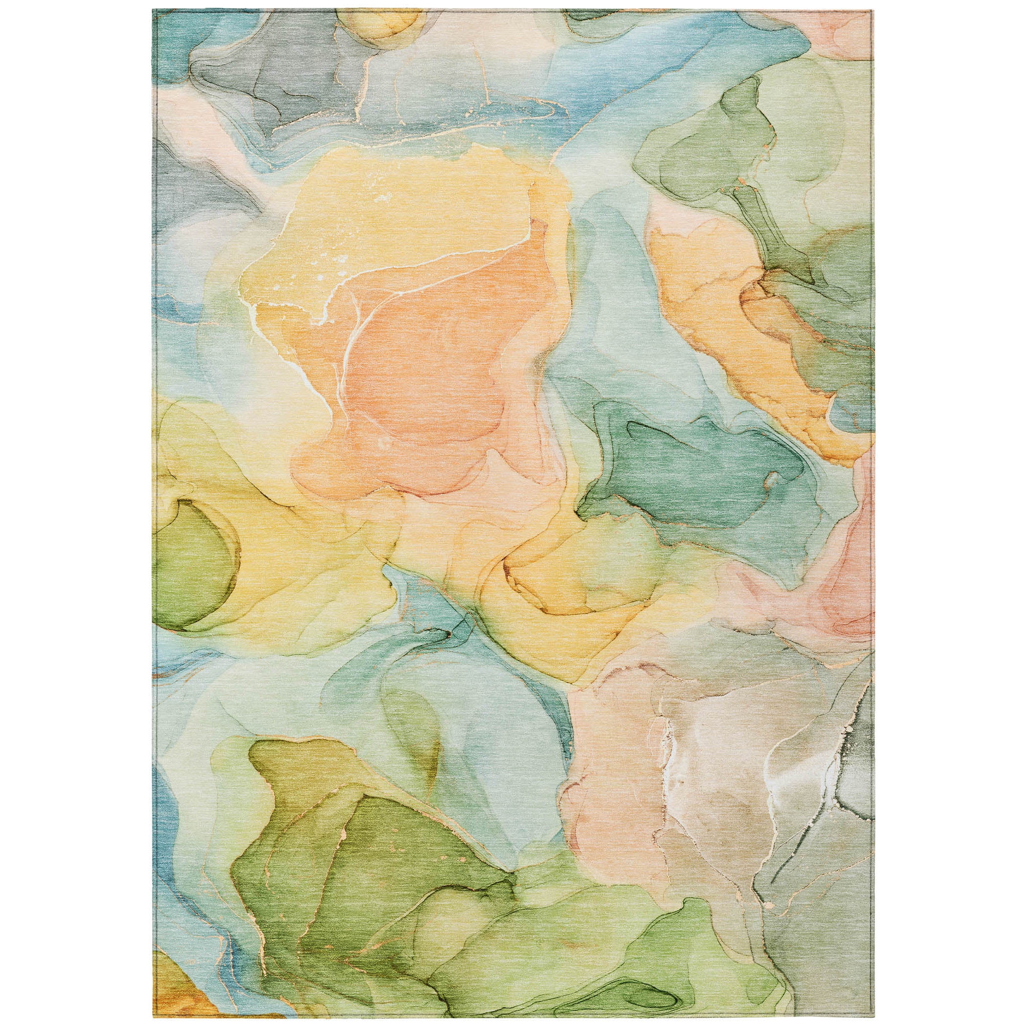 Addison Rugs Chantille Indoor/Outdoor Transitional Watercolors Blue Washable Rectangle Rug, 8' x 10'