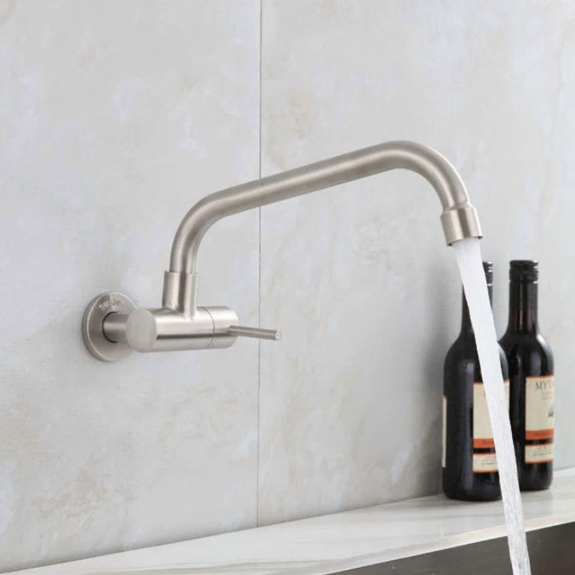 Single Cold Faucet Bathroom Mixer Tap Sink Lengthened Stainless Steel