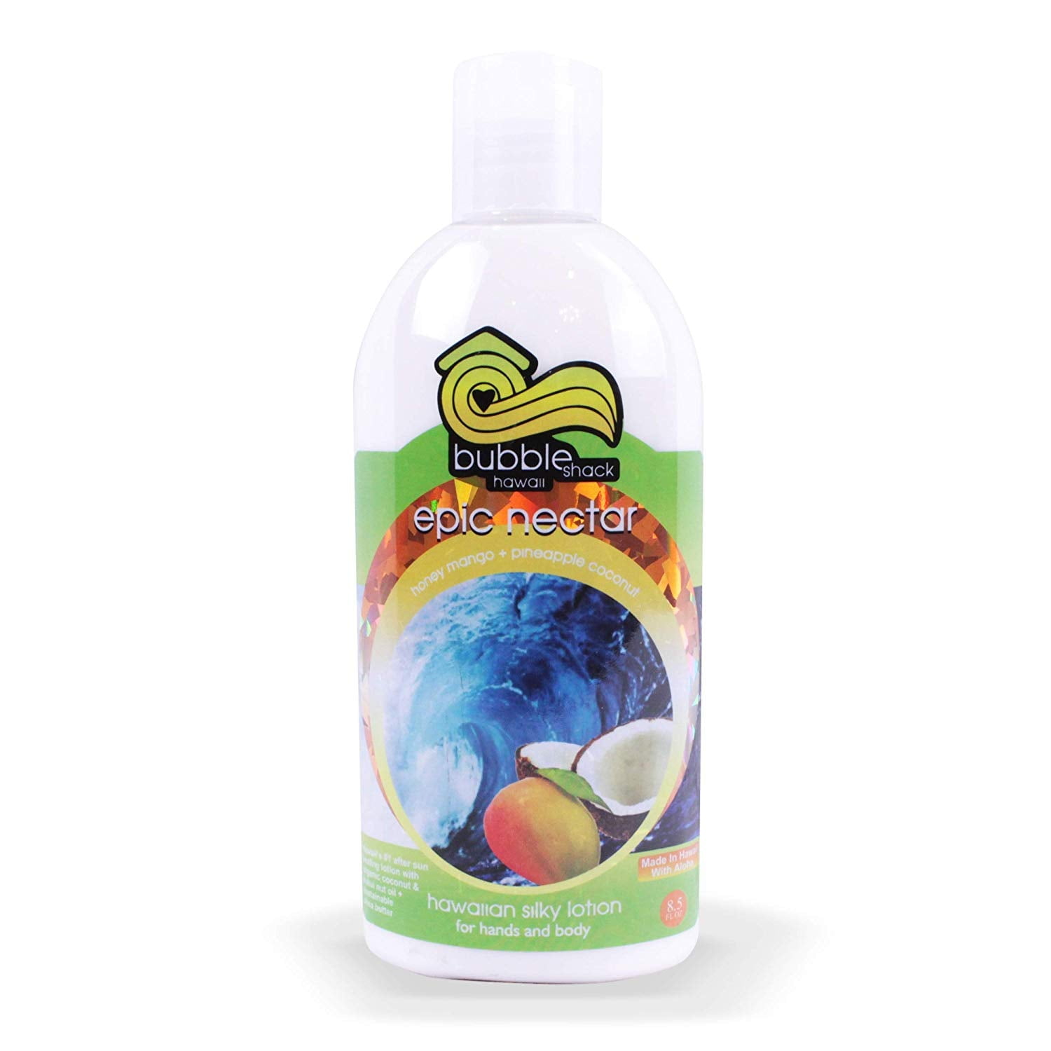 Bubble Shack Hawaii Tropical Honeysuckle & Tuberose Hawaiian Silky Lotion Organic Kukui & Shea, (1)