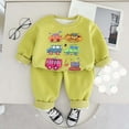 thumbnail image 1 of RXIRUCGD Small And Medium-sized Children's Car Print Sweatshirt Suit( Vert, Taille: 2 Ans, 1 of 8