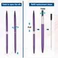 thumbnail image 4 of Uxcell Slim Metal Ballpoint Pen, 12Pcs Black Ink 1mm Medium Point Pen Metallic Retractable Lightweight Smooth Writing Pens for Business Office Wedding Guest Book, Purple, 4 of 7
