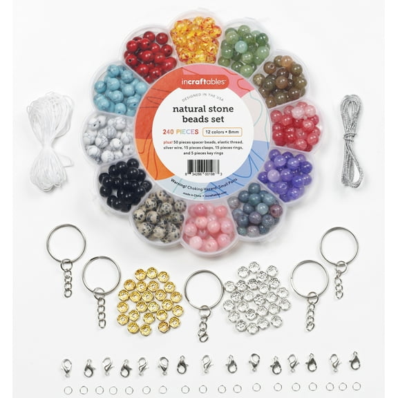 Jump Rings Rock Kits Incraftables Incraftables Natural Stone Beads 12 Colors 240pcs Set for DIY Jewelry Making