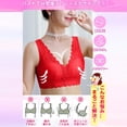 thumbnail image 2 of Bras for Women,Comfort Bra Without Underwire Push Up Seamless Sports Padded Lace Soft Stretch Bustier Medium Support Non Wired Sleep Classic Top For Everyday Yoga,Sports Bras for Women,Red,L, 2 of 8