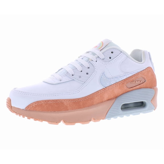 Nike Big Kid's Air Max 90 LTR SE Athletic Shoes, White/Aura-Lt Madder Root, 5