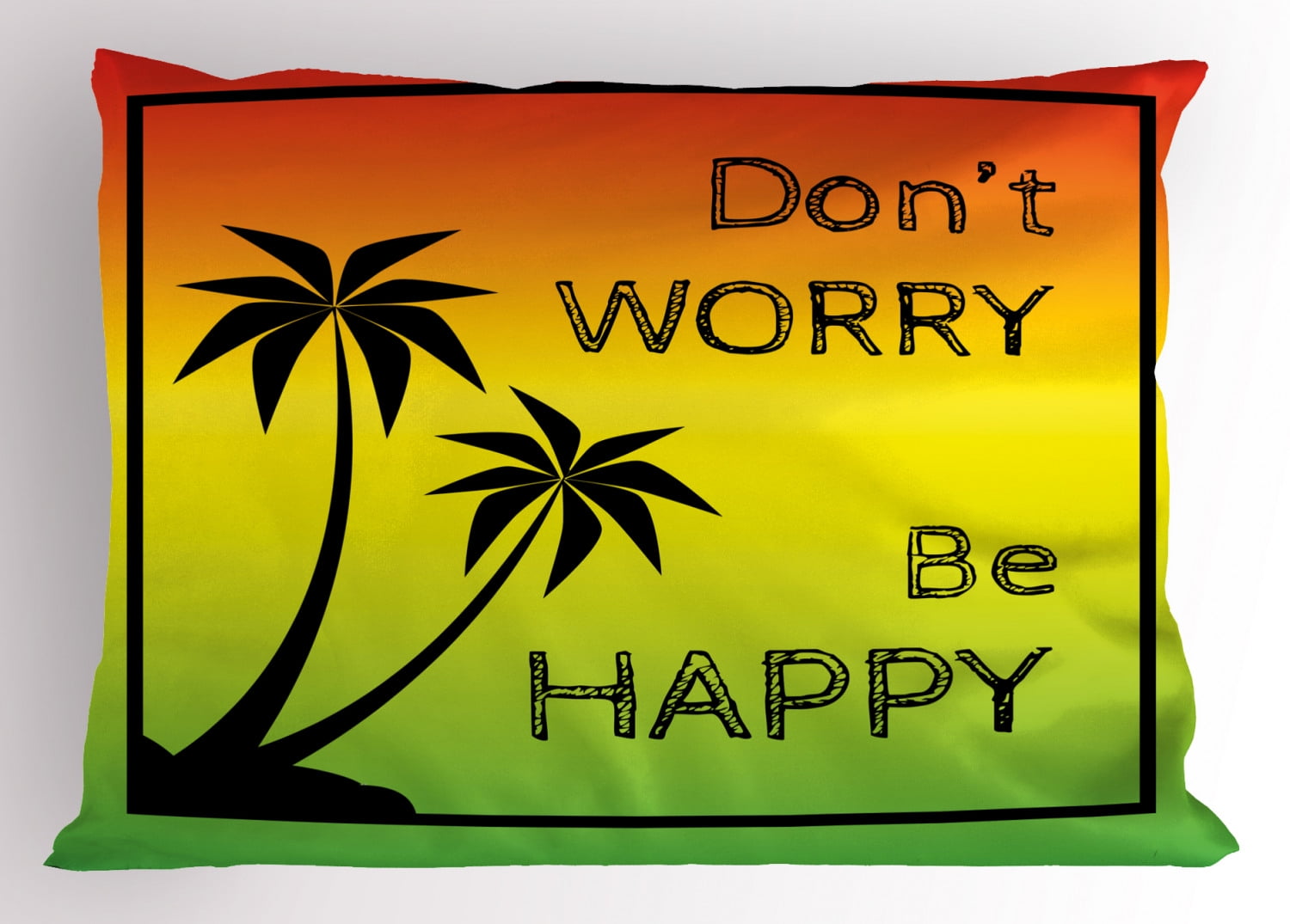 Rasta Pillow Sham Don't Worry Be Happy Music Quote of Iconic Singer