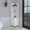thumbnail image 2 of DEPOT E-SHOP Vestal Tall Corner Cabinet with 3-Tier Shelf and 2-Door, White, 2 of 5