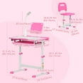thumbnail image 3 of Qaba Kids Desk and Chair Set Height Adjustable Student Writing Desk, Pink, 3 of 10