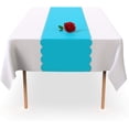 thumbnail image 3 of Turquoise Scallop Disposable Table Runner. 5 Pack 14 x 108 inch. Plastic Table Runner Adds A Pop of Color To Your Party Table, by Swanoo, 3 of 5