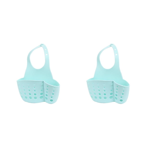 Moyic Bolsa de drenaje colgante Cesta de baño Gadget de almacenamiento Herramientas Soporte para fregadero Plástico azul 2piezas