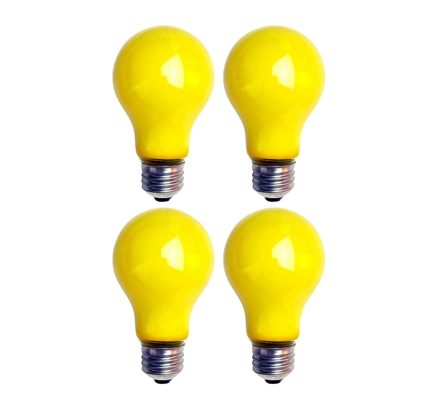 4 of NEW yellow A19 sign 25w OUTDOOR 25 WATT 130V transparent PARTY LIGHT BULB 