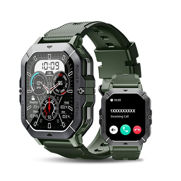 BOZLUN Military Smart Watches for Men (Answer/Make Calls), 2.02'' Fitness Smart Watch for Android and iPhone, Waterproof Fitness Tracker, 100  Sport Modes，Mens Watch