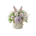 thumbnail image 2 of Artificial Silk Flower Bouquet in Ceramic Vase - Home Office Wedding Table Decor, 2 of 6
